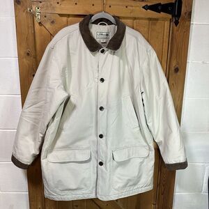 LL Bean Barn Insulated Jacket Quilted Khaki Corduroy Men's XL Tall Dress Coat